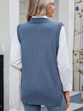 MQTIME  -  Buttoned Round Neck Sweater Vest