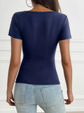 MQTIME  -  Devine Decorative Button Short Sleeve T-Shirt
