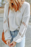 MQTIME  -  Lace Detail Drop Sleeve Ribbed Top