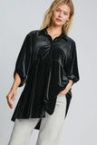 MQTIME  -  Umgee Full Size Polka Dot Button Up Half Sleeve Shirt