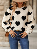 MQTIME  -  Fuzzy Heart Dropped Shoulder Sweatshirt