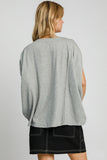 MQTIME  -  Umgee Exposed Seam Round Neck Batwing Sleeve Knit Top