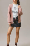 MQTIME  -  Contrast Trim V Neck Button Up Cardigan
