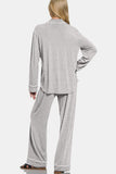 MQTIME  -  Button Down Long Sleeve Top and Pants Lounge Set