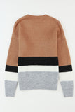 MQTIME  -  Color Block Round Neck Dropped Shoulder Sweater