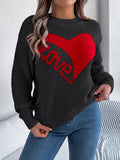 MQTIME  -  LOVE Heart Round Neck Dropped Shoulder Sweater