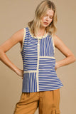 MQTIME  -  Umgee Round Neck Texture Striped Tank