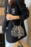 MQTIME  -  Sequin Chain Drawstring Bucket Bag