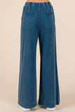 MQTIME  -   Mittoshop Mineral Wash French Terry Drawstring Wide Leg Pants