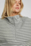 MQTIME  -  Umgee Striped Half Zip Short Sleeve Sweatshirt