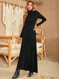 MQTIME  -  Turtleneck Long Sleeve Maxi Dress