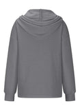 MQTIME  -  Drawstring Quarter Button Long Sleeve Hoodie
