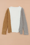 MQTIME  -  Color Block Textured Drop Shoulder Sweater