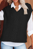 MQTIME  -  Cable-Knit V-Neck Sweater Vest