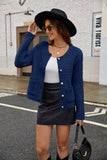 MQTIME  -  Round Neck Button Up Cardigan with Pockets