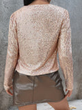 MQTIME  -  Full Size Sequin Open Front Cropped Jacket