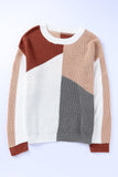 MQTIME  -  Color Block Drop Shoulder Long Sleeve Sweater