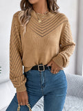 MQTIME  -   Round Neck Long Sleeve Knit Top