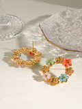 MQTIME  -  Synthetic Crystal Stainless Steel Flower Earrings