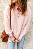 MQTIME  -  Button Detail Mock Neck Long Sleeve Sweater