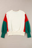 MQTIME  -  Color Block Star Side Slit Lantern Sleeve Sweatshirt