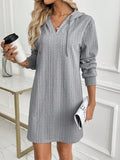 MQTIME  -  Drawstring Long Sleeve Hooded Mini Dress