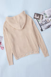 MQTIME  -  Distressed Zip Up Drawstring Hooded Cardigan