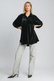 MQTIME  -  Umgee Full Size Polka Dot Button Up Half Sleeve Shirt