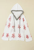 MQTIME  -  Drawstring Flower Hooded Knit Top