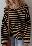 MQTIME  -  Stripe Drop Shoulder Round Neck Sweater