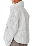 MQTIME  -  Pocketed Plaid Quilted Zip Up Winter Coat