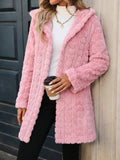 MQTIME  -  Heart Open Front Hooded Fuzzy Coat