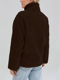 MQTIME  -   Turtleneck Zip Up Long Sleeve Plush Jacket