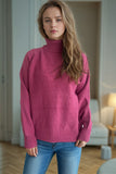 MQTIME  -  Ribbed Turtleneck Raglan Sleeve Sweater