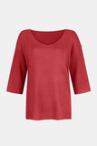MQTIME  -  V-Neck Three-Quarter Sleeve Knit Top