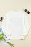 MQTIME  -  US Flag Corded Long Sleeve Sweatshirt