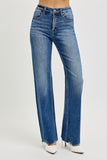 MQTIME  -  Tummy Control High Rise Raw Cut Jeans