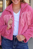 MQTIME  -  Fringed Zip Up Fleece Jacket