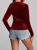 MQTIME  -  Ruched Surplice Long Sleeve Top