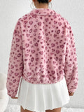 MQTIME  -  Leopard Zip Up Long Sleeve Furry Jacket