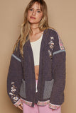 MQTIME  -  POL Embroidered Open Front Long Sleeve Jacket