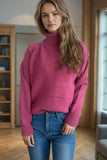 MQTIME  -  Ribbed Turtleneck Raglan Sleeve Sweater