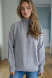 MQTIME  -  Ribbed Turtleneck Raglan Sleeve Sweater