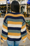 MQTIME  -  Color Block Round Neck Dropped Shoulder Sweater