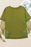 MQTIME  -  Faux Two Piece Floral Long Sleeve Patchwork Top