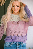MQTIME  -  Color Block Hollow Boat Neck Sweater