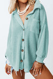 MQTIME  -   Waffle-Knit Collared Neck Long Sleeve Shirt