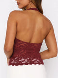 MQTIME  -  Lace Backless Halter Neck Cami