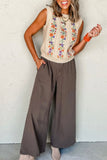 MQTIME  -  Embroidered Cable-Knit Round Neck Sweater Vest