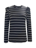 MQTIME  -  Full Size Striped Round Neck Puff Sleeve T-Shirt